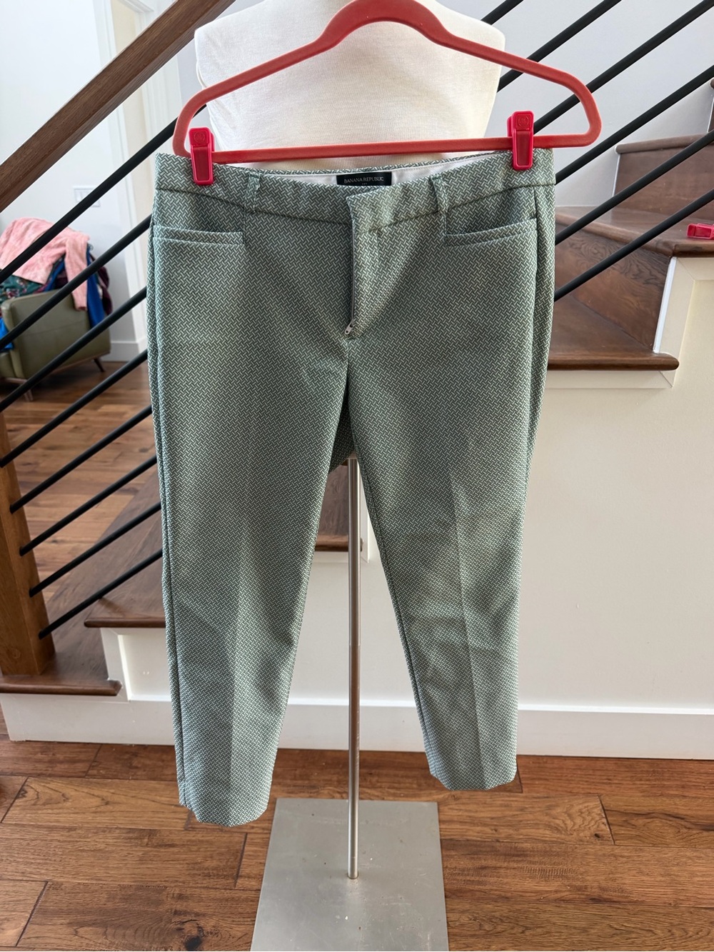 Banana Republic Sloan Green Textured Slim Dress Pants